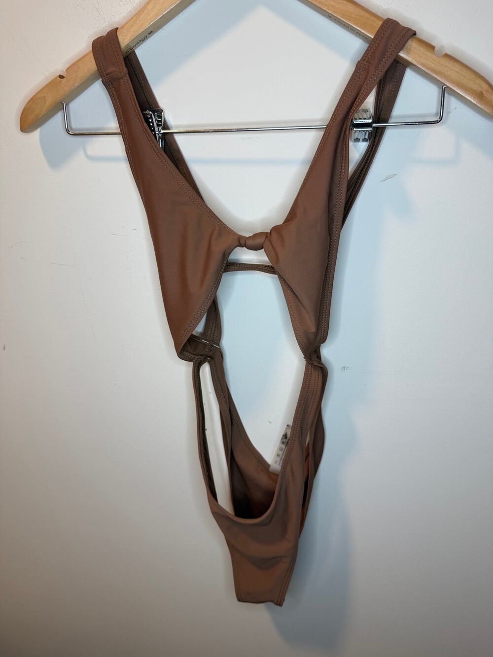 Matte Collection Brown Cutout Knot Monokini One Piece Swimsuit Size S